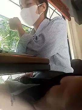 Michiko1 — take off underwear in cafe